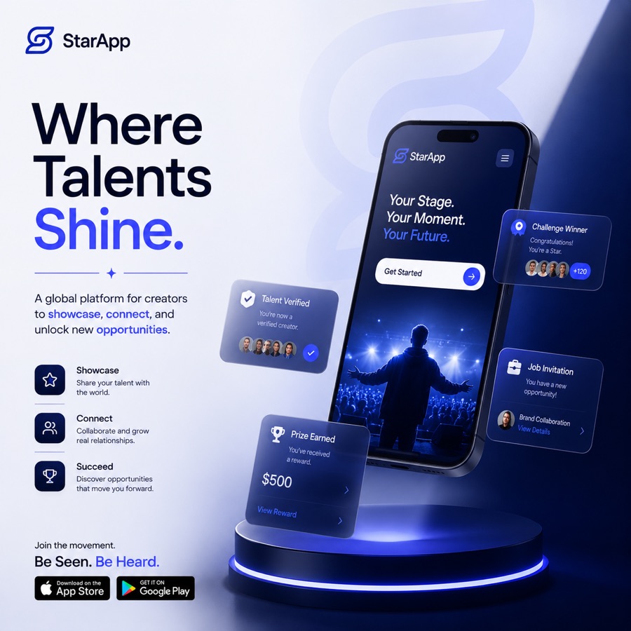 StarApp app promotion flyer: Where talents shine